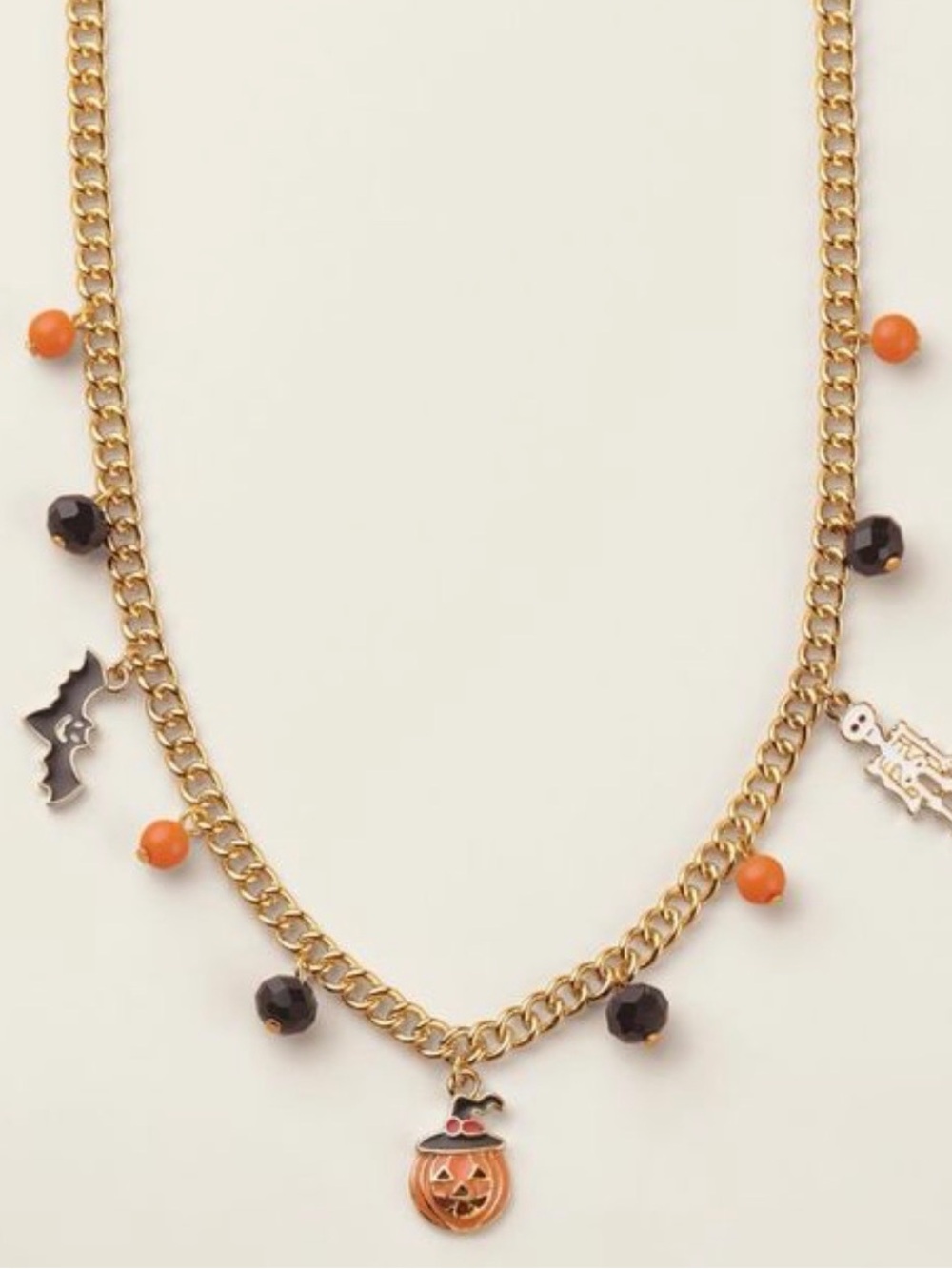Gold Halloween Charm Necklace and earrings